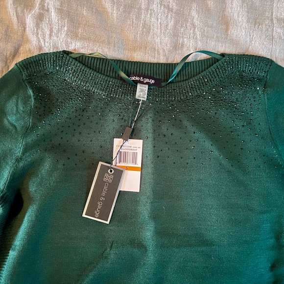 “Rainforest” green, 3/4 length sleeve sweater - Picture 3 of 3